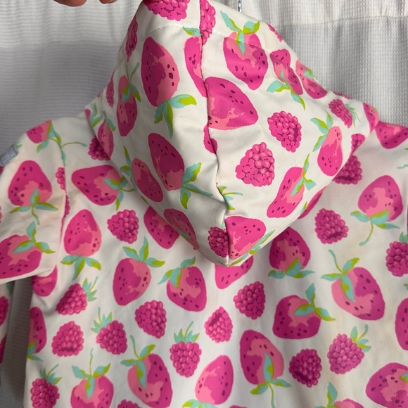 Hatley Strawberry Print‎ Hooded Girls Size 3 Raincoat Jacket - Picture 5 of 9